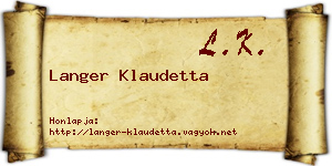 Langer Klaudetta névjegykártya